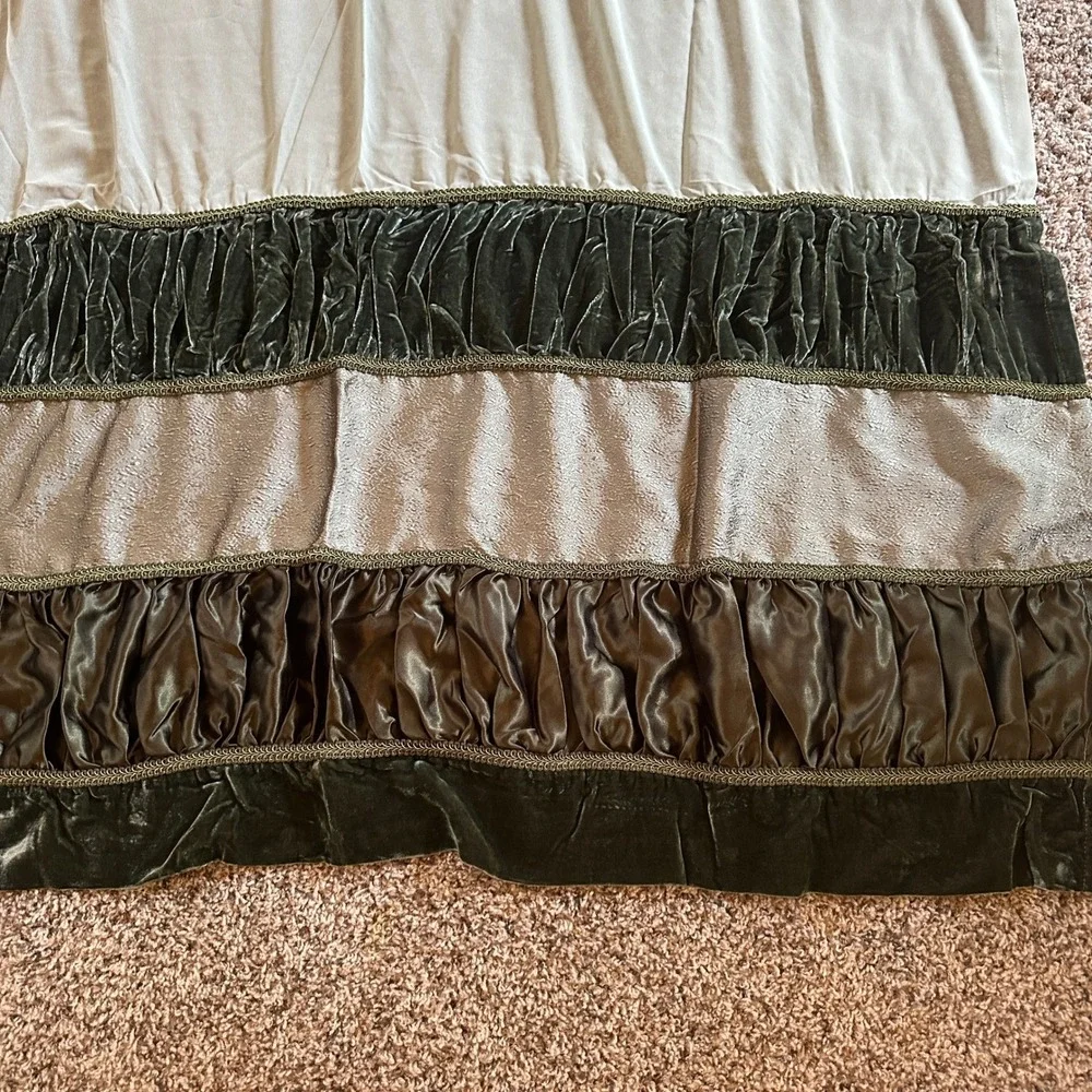 Chris Madden JCPenney Green Velvet Ruffle Tiered Curtain Panel 82x50